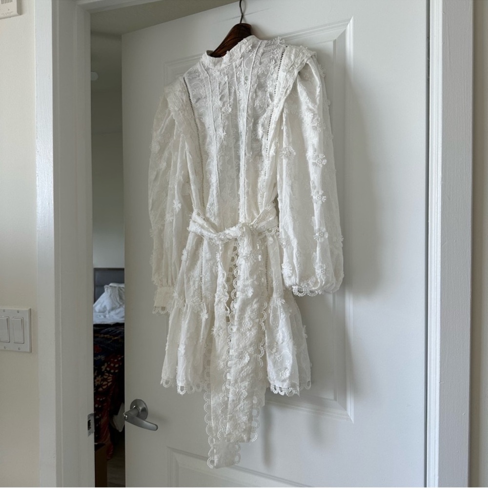 Farm Rio Off-White 3d Flower Pleated Mini Dress - Picture 4 of 13
